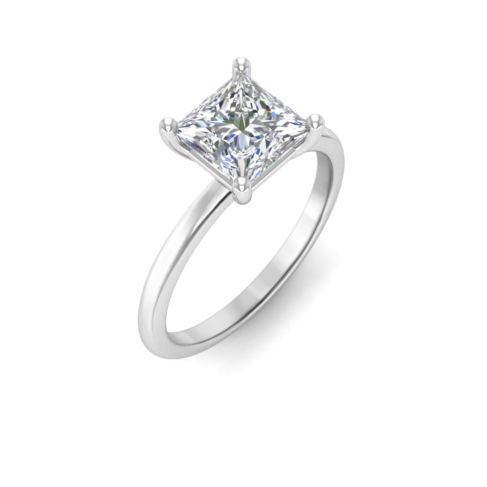 .75 Ct Princess Near Colorless Lab Diamond Solitaire Engagement Ring