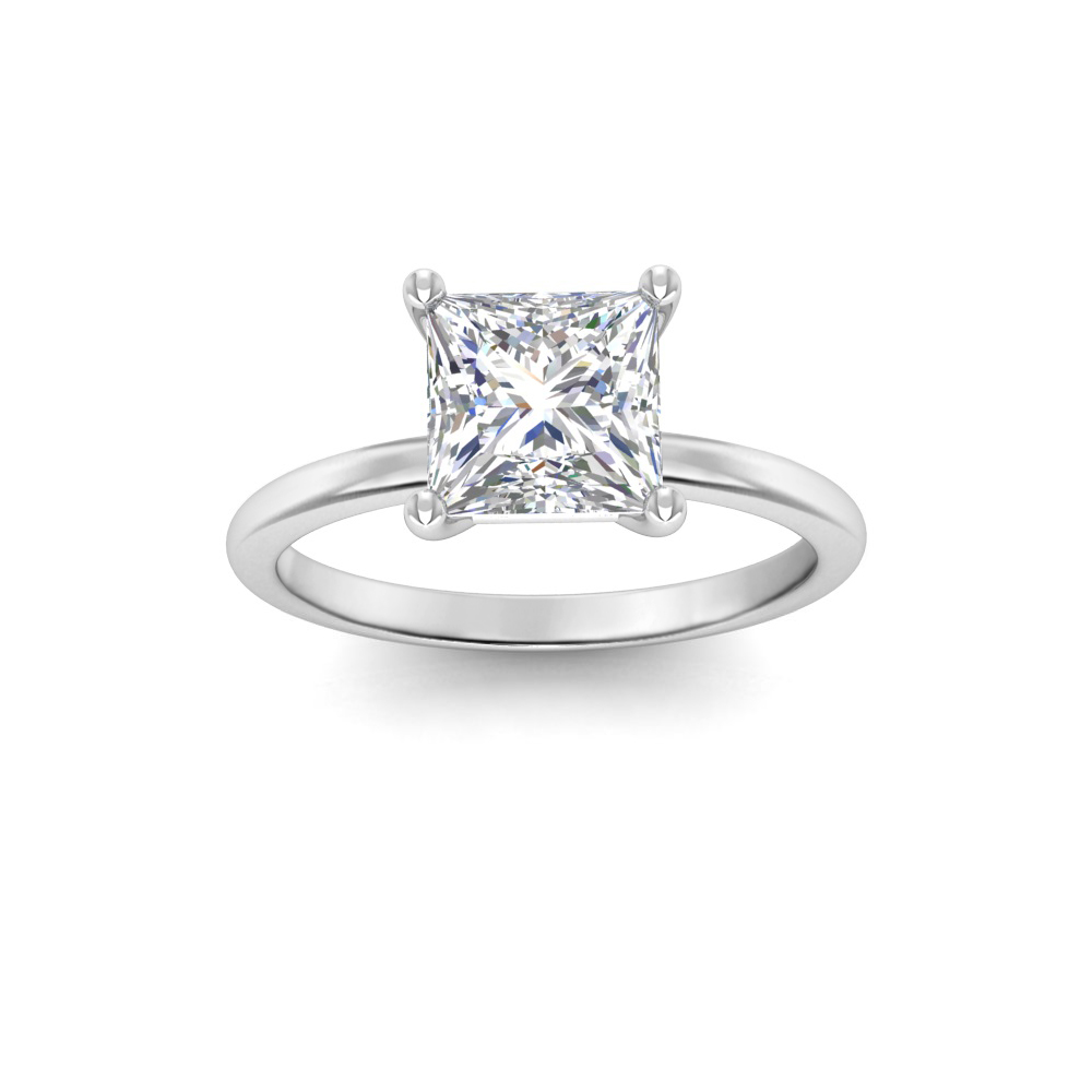 3 Ct Princess Colorless Lab Diamond Solitaire Engagement Ring
