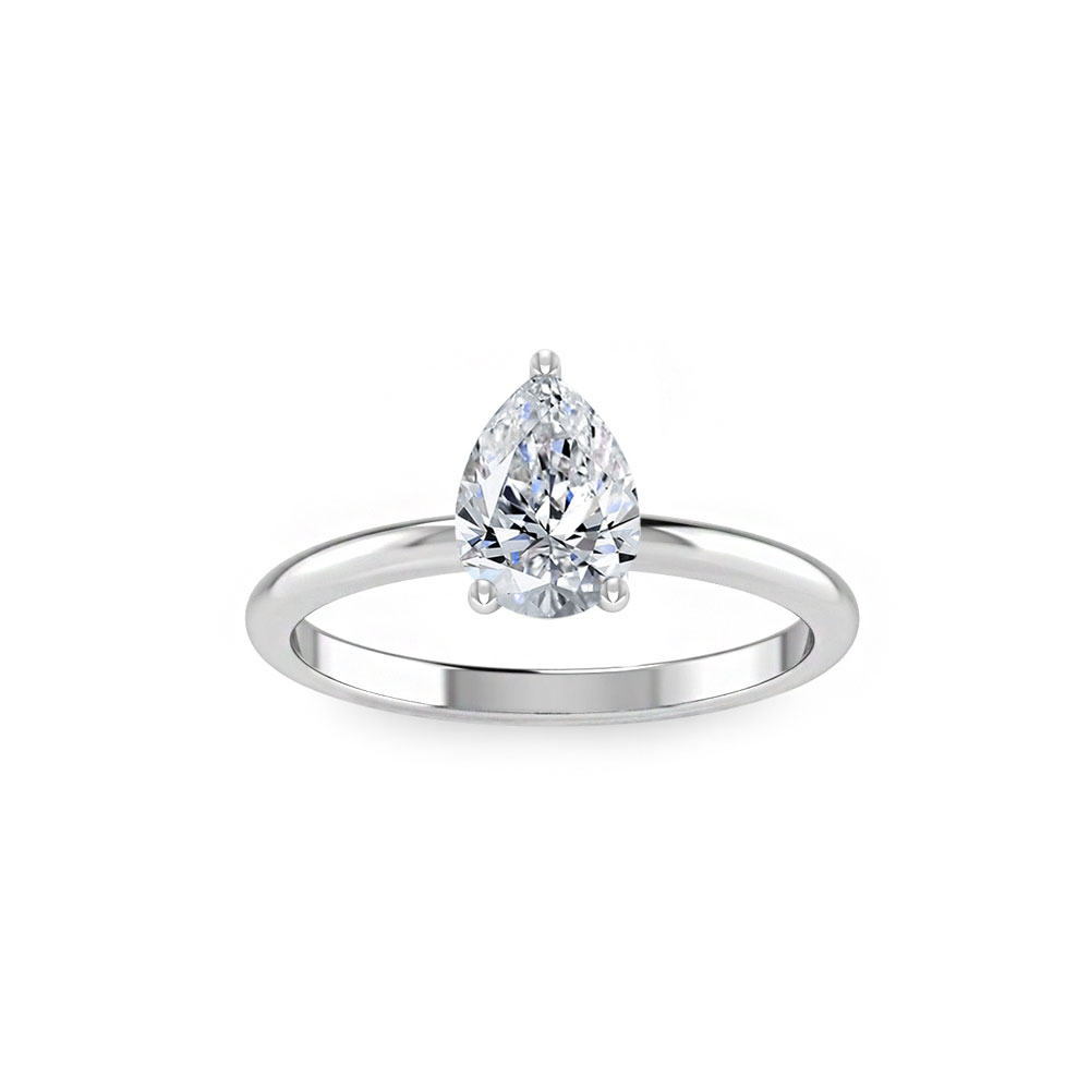 1 Ct Pear Colorless Moissanite Solitaire Engagement Ring