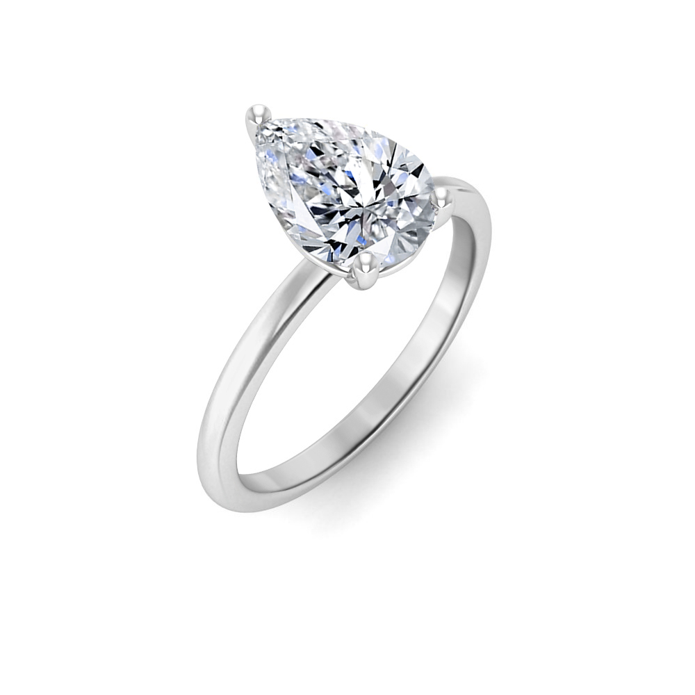 2 Ct Pear Colorless Lab Diamond Solitaire Engagement Ring