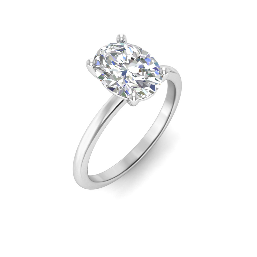 .75 Ct Oval Near Colorless Lab Diamond Solitaire Engagement Ring