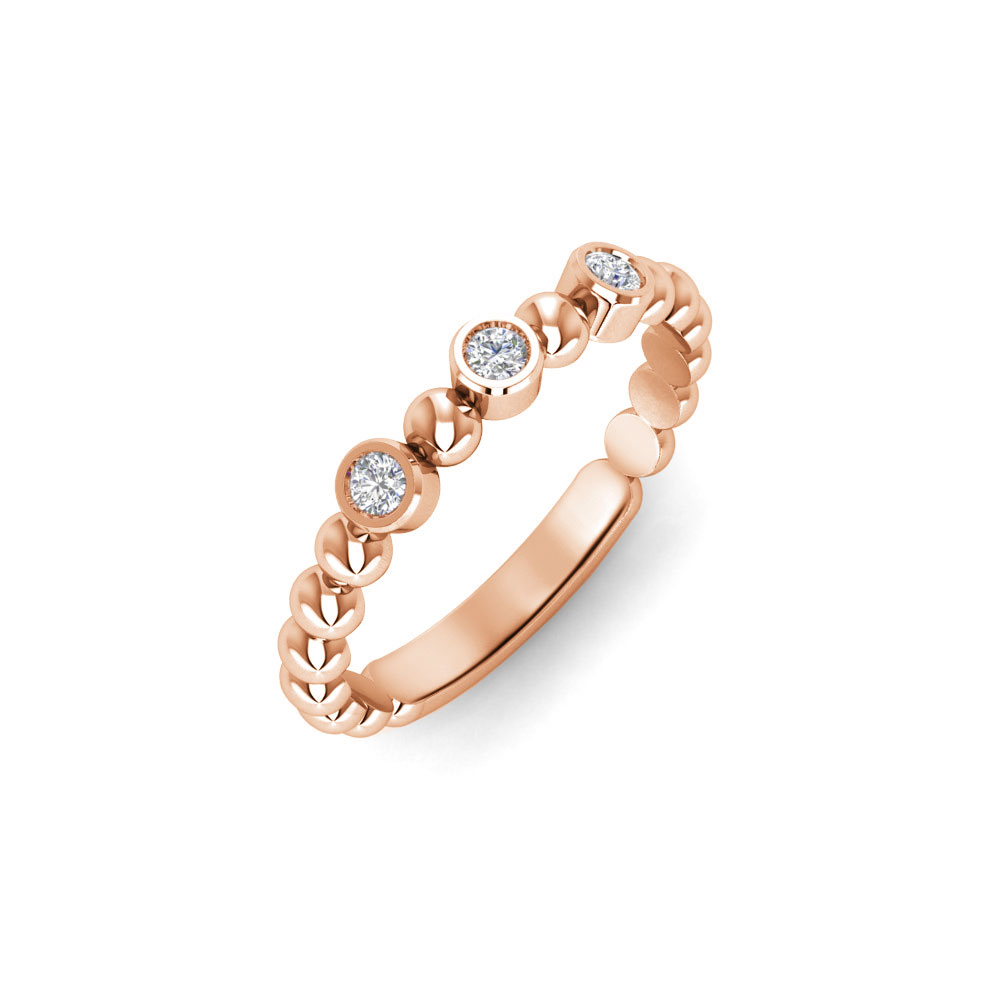 Alternating Three Colorless Moissanite Ring