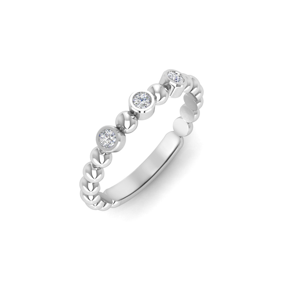 Alternating Three Colorless Moissanite Ring
