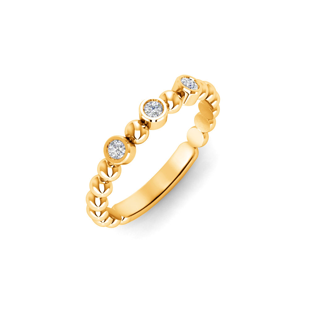 Alternating Three Colorless Moissanite Ring