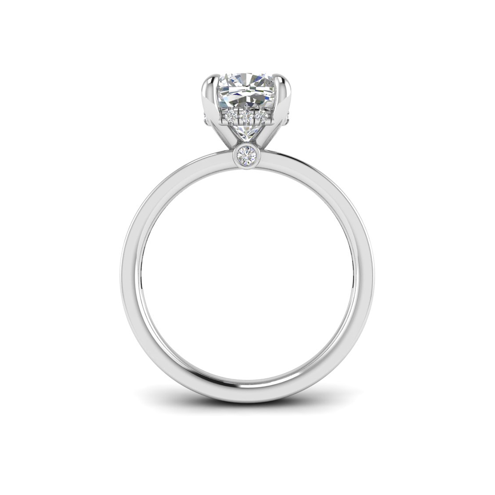 5 Ct Cushion Near Colorless Lab Diamond & 0.33 Ctw Channel Set Hidden Halo Engagement Ring