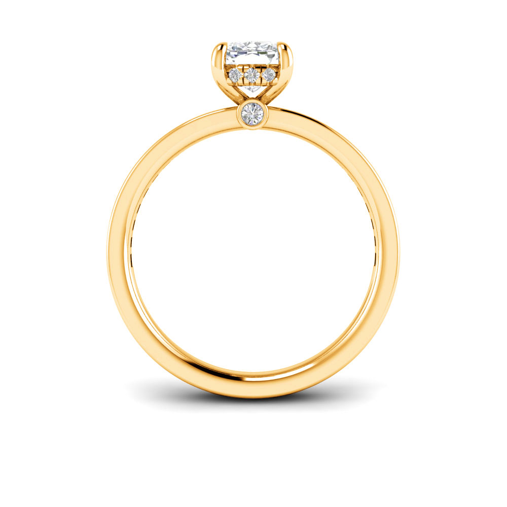 1 Ct Elongated Cushion Colorless Moissanite & 0.33 Ctw Lab Diamond Channel Set Hidden Halo Engagement Ring