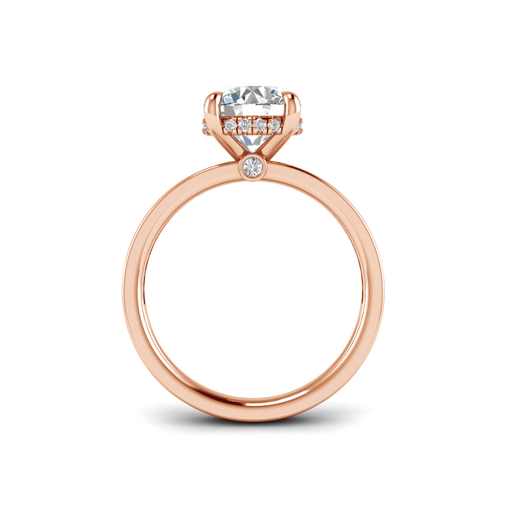 5 Ct Round Near Colorless Lab Diamond & 0.33 Ctw Channel Set Hidden Halo Engagement Ring