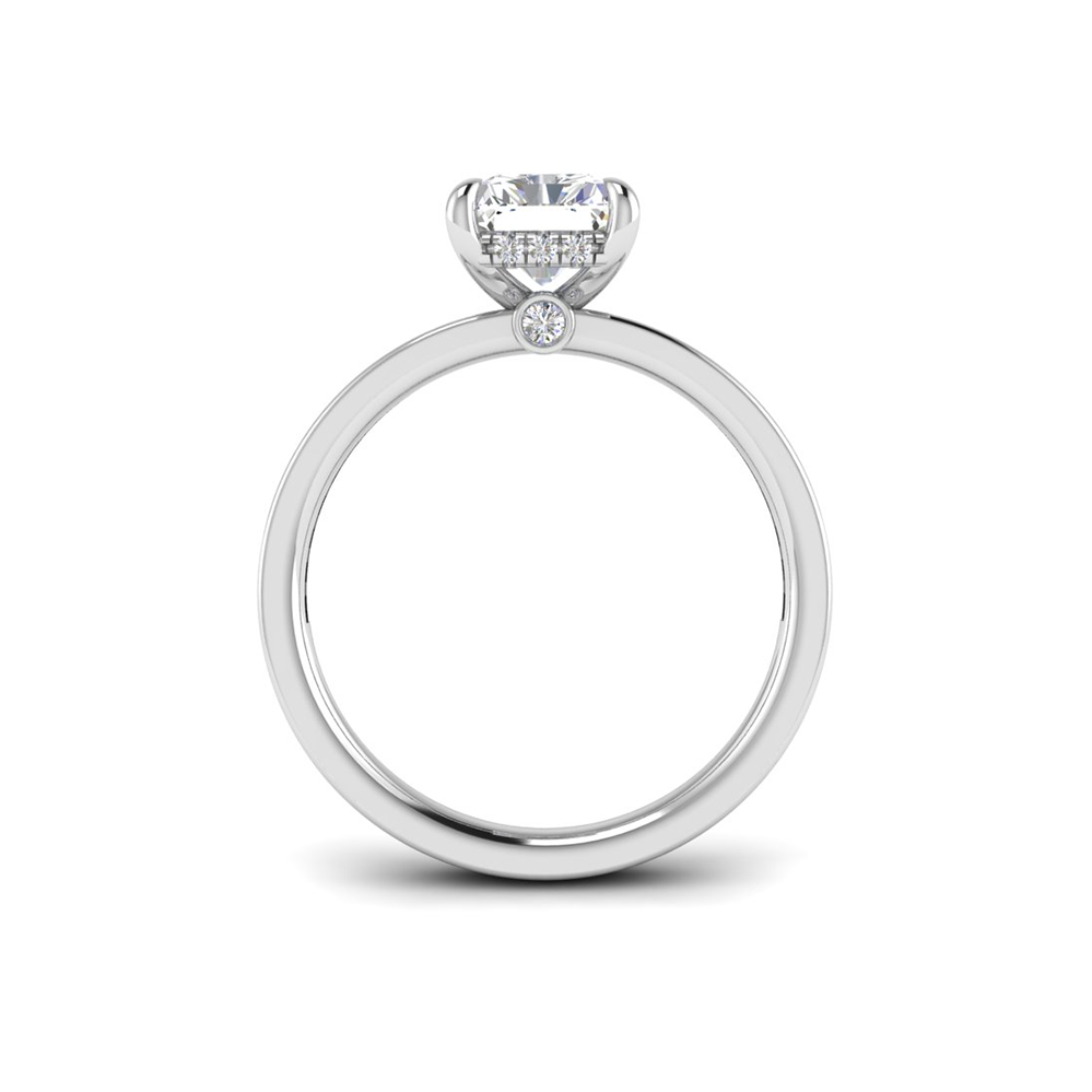 5 Ct Radiant Near Colorless Lab Diamond & 0.33 Ctw Channel Set Hidden Halo Engagement Ring