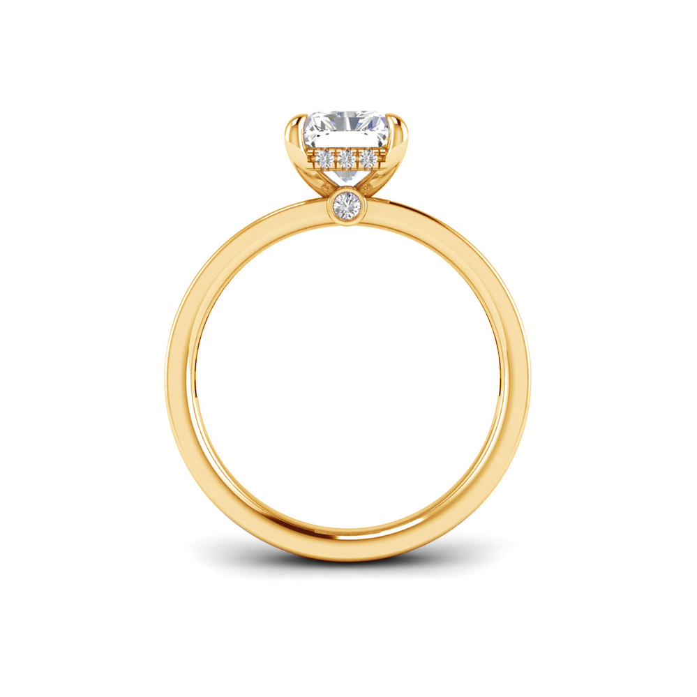 1 Ct Radiant Colorless Moissanite & 0.33 Ctw Lab Diamond Channel Set Hidden Halo Engagement Ring