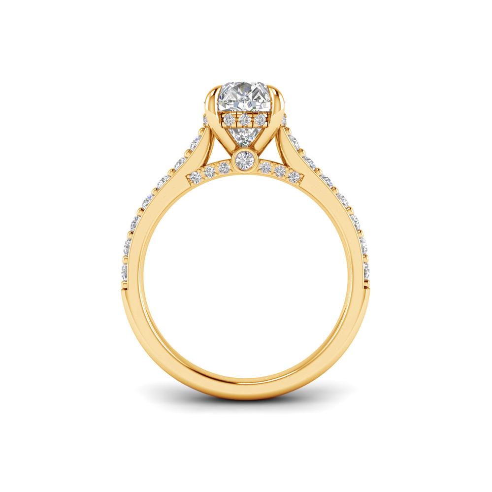 3 Ct Pear Colorless Moissanite & 0.98 Ctw Lab Diamond Lux Gala Hidden Halo Engagement Ring