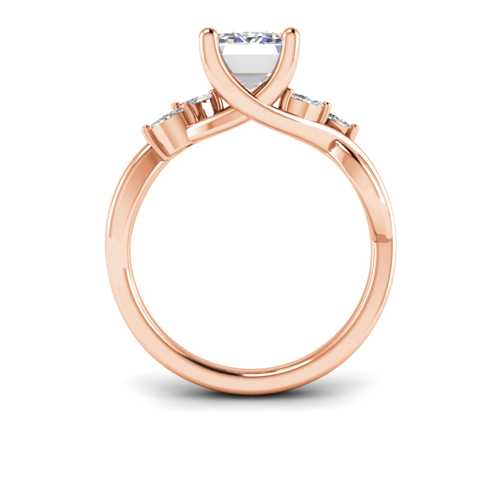 3 Ct Emerald Near Colorless Lab Diamond & 0.16 Marquise Infinity Twist Engagement Ring