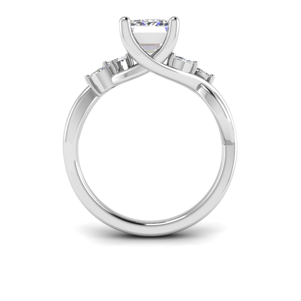 2 Ct Emerald Colorless Moissanite & 0.16 Lab Diamond Marquise Infinity Twist Engagement Ring