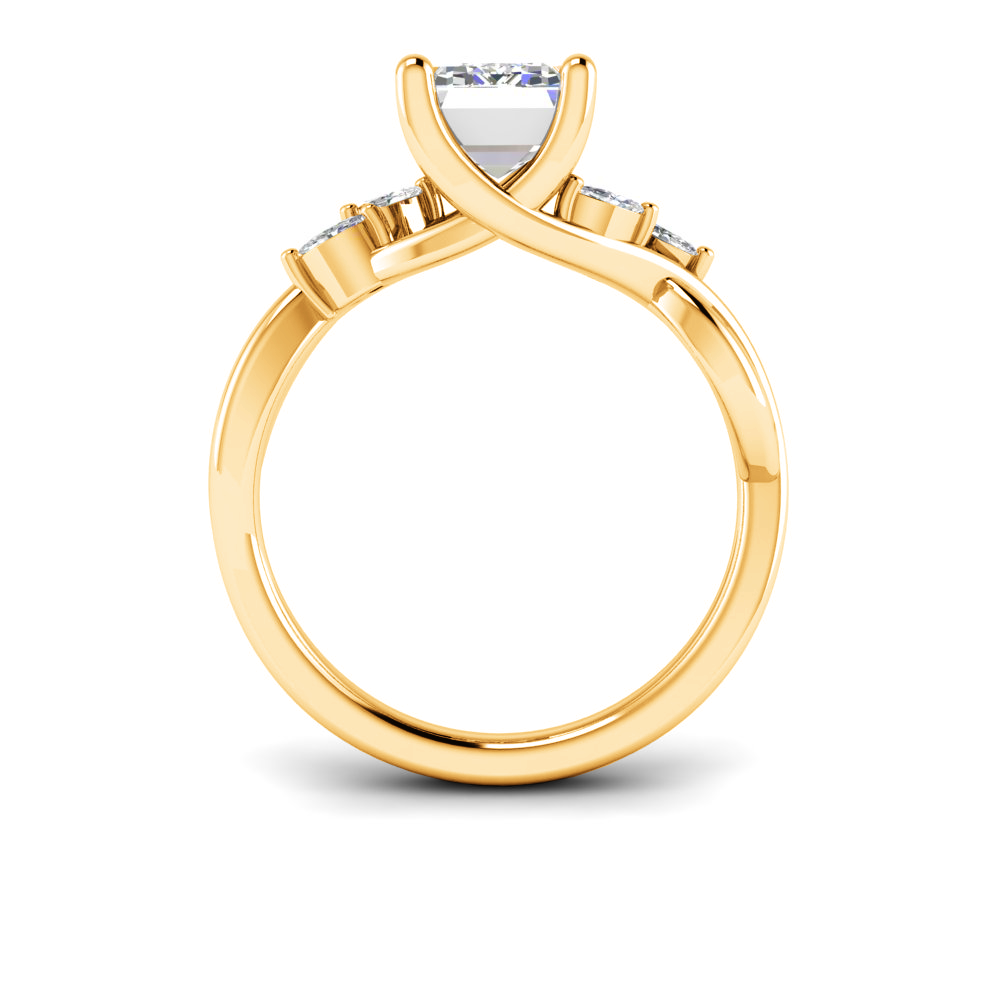 1.50 Ct Emerald Colorless Lab Diamond & 0.16 Marquise Infinity Twist Engagement Ring