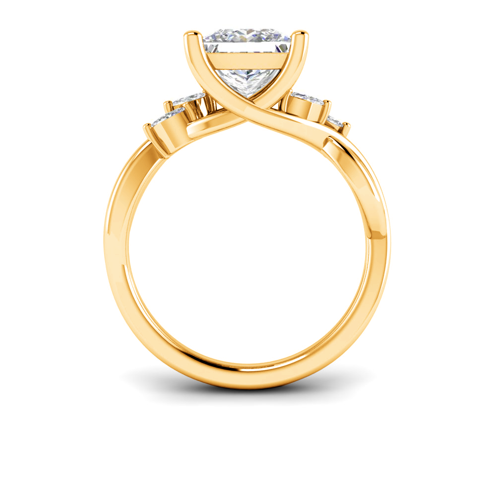 1 Ct Princess Colorless Lab Diamond & 0.16 Marquise Infinity Twist Engagement Ring