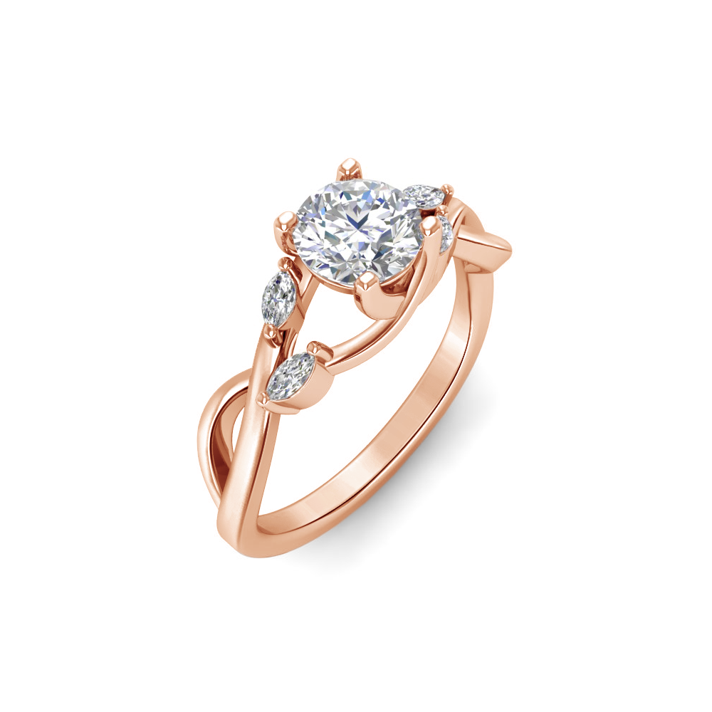 1.50 Ct Round Colorless Lab Diamond & 0.16 Marquise Infinity Twist Engagement Ring