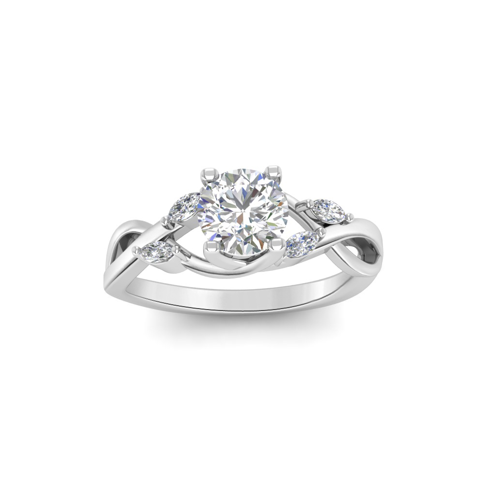 1.50 Ct Round Near Colorless Lab Diamond & 0.16 Marquise Infinity Twist Engagement Ring