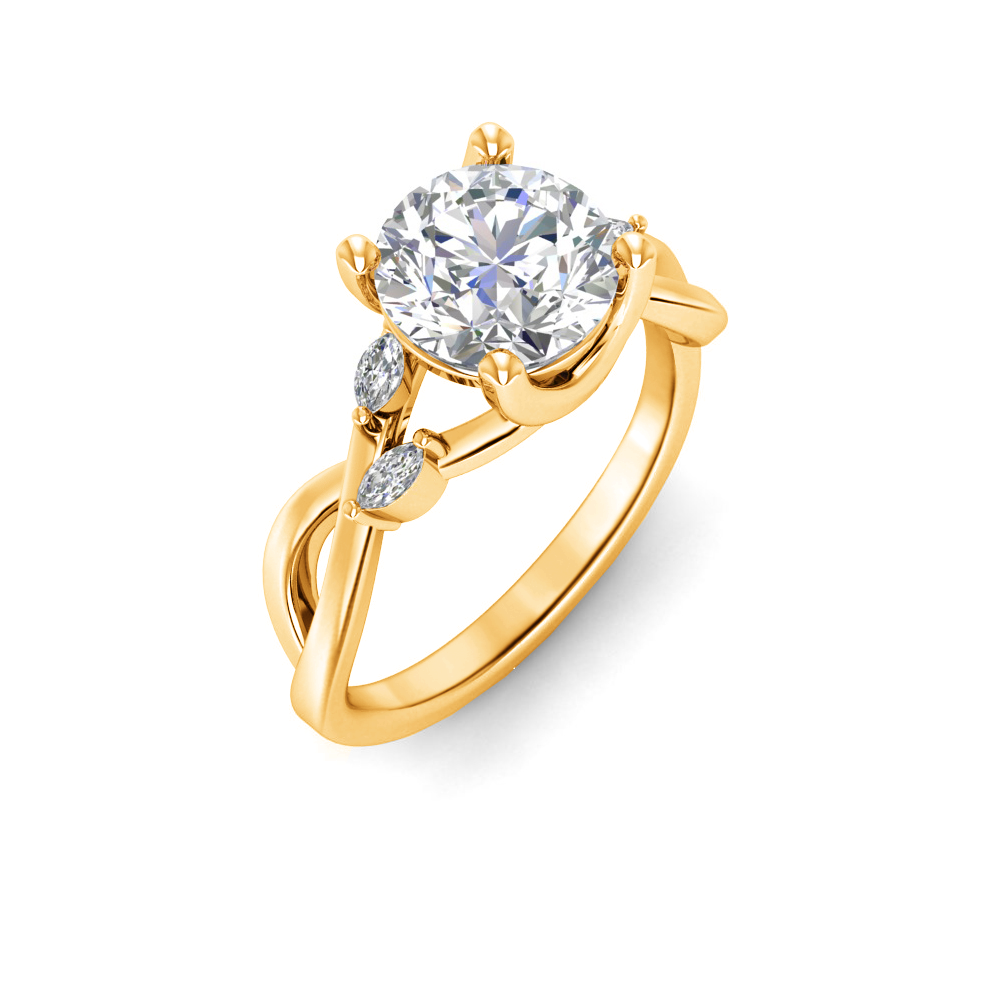 2 Ct Round Colorless Lab Diamond & 0.16 Marquise Infinity Twist Engagement Ring