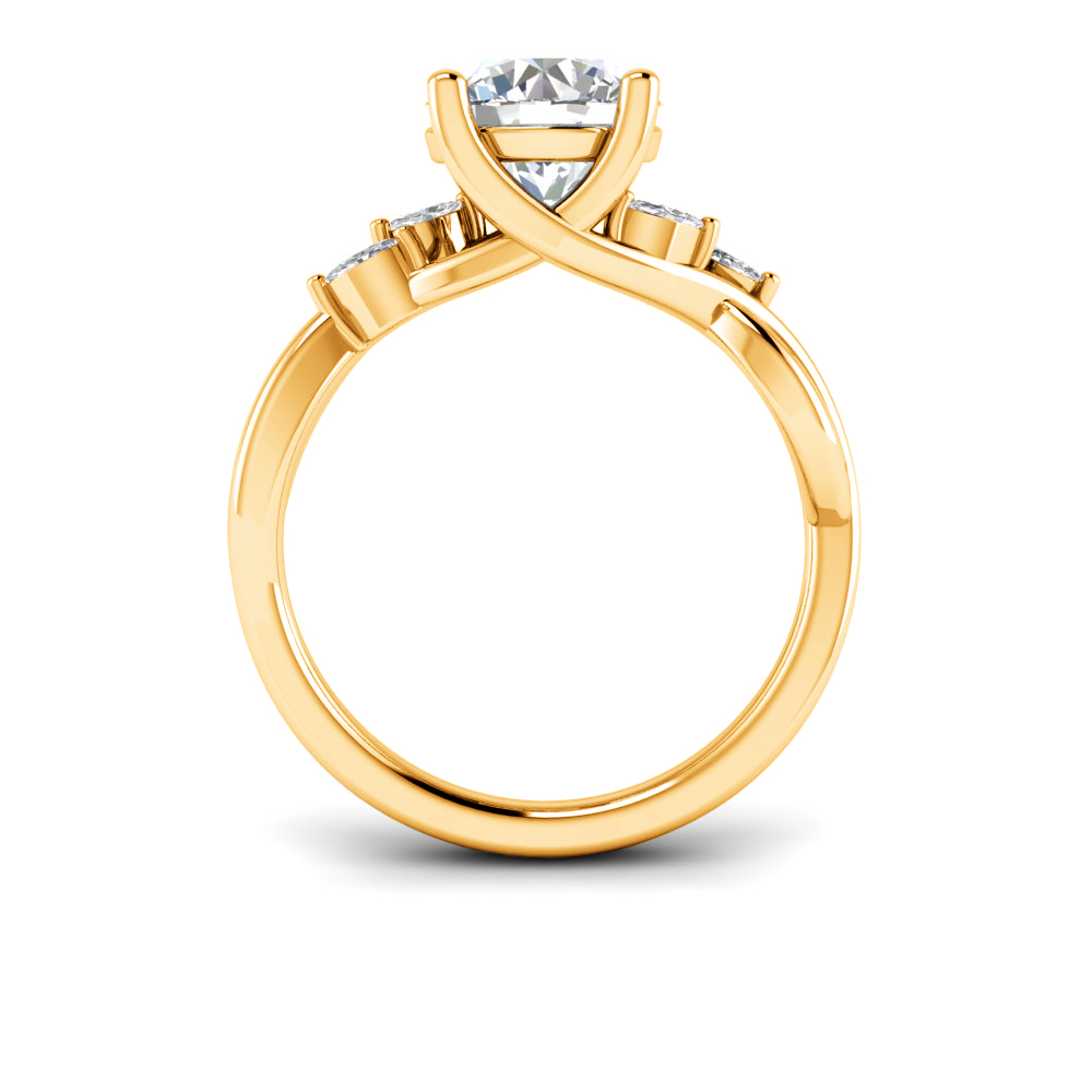 2 Ct Round Colorless Lab Diamond & 0.16 Marquise Infinity Twist Engagement Ring