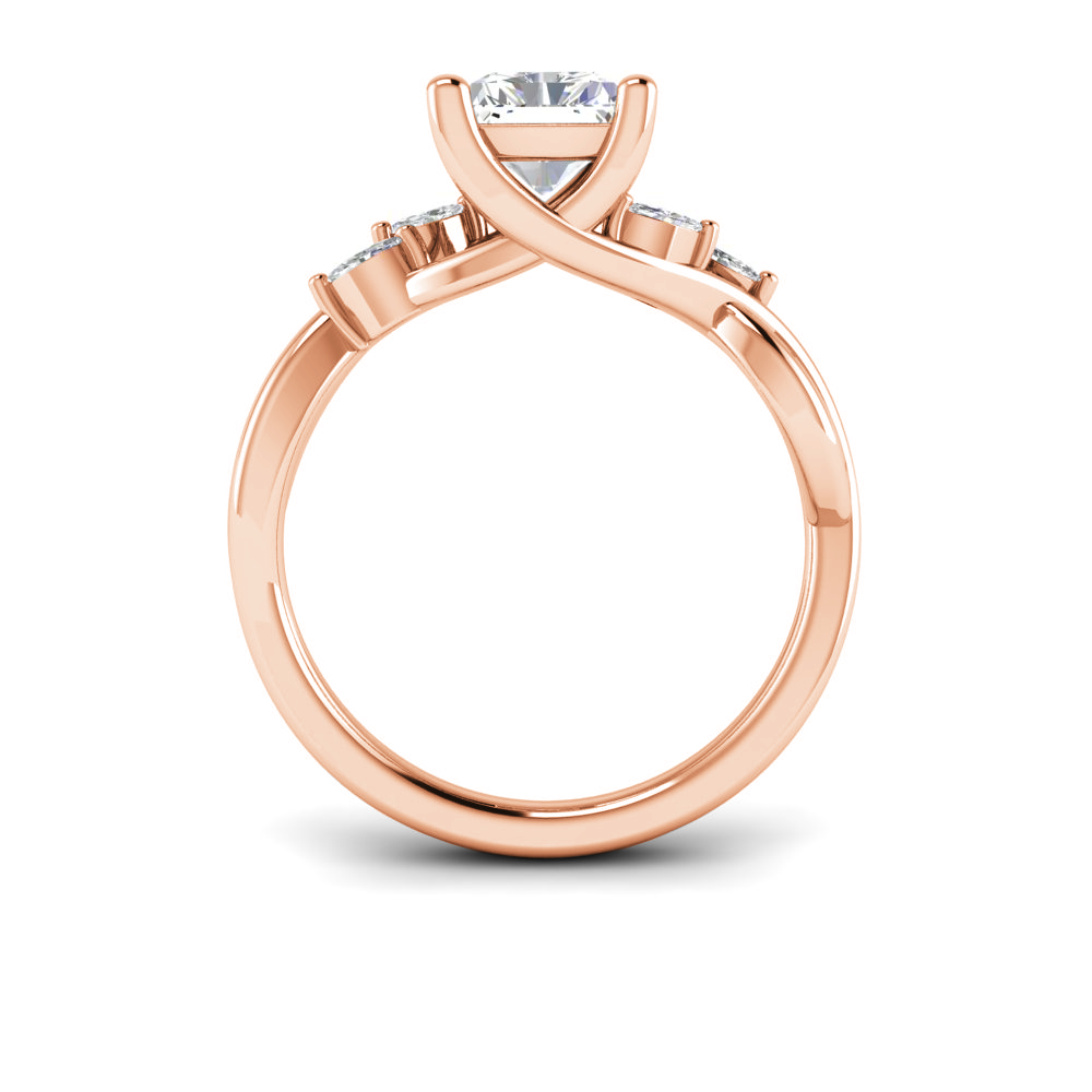 3 Ct Radiant Near Colorless Lab Diamond & 0.16 Marquise Infinity Twist Engagement Ring