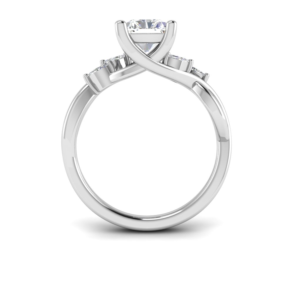 3 Ct Radiant Colorless Lab Diamond & 0.16 Marquise Infinity Twist Engagement Ring