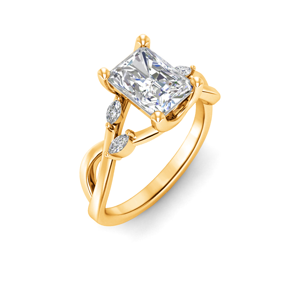 2 Ct Radiant Colorless Lab Diamond & 0.16 Marquise Infinity Twist Engagement Ring