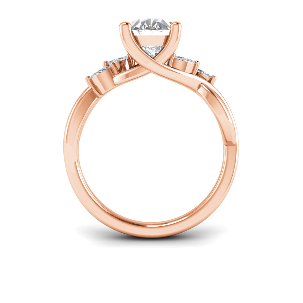 3 Ct Oval Near Colorless Lab Diamond & 0.16 Marquise Infinity Twist Engagement Ring