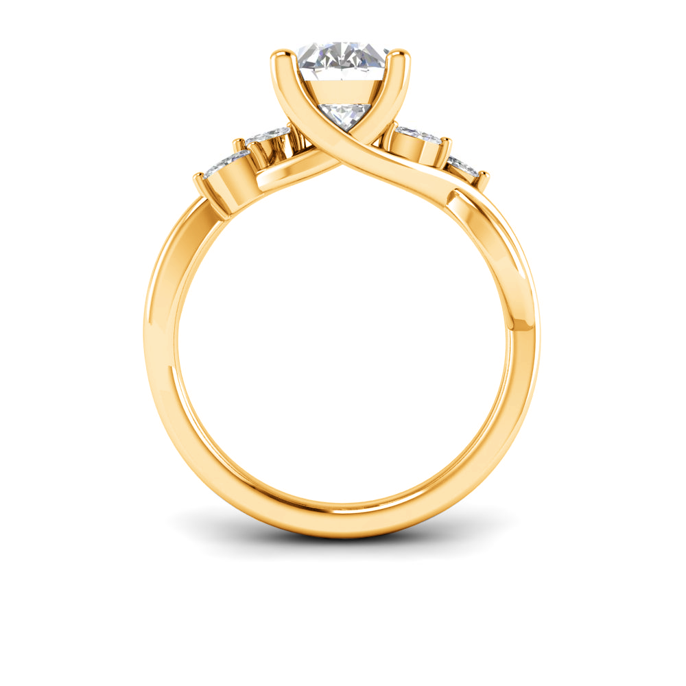 2 Ct Oval Colorless Lab Diamond & 0.16 Marquise Infinity Twist Engagement Ring