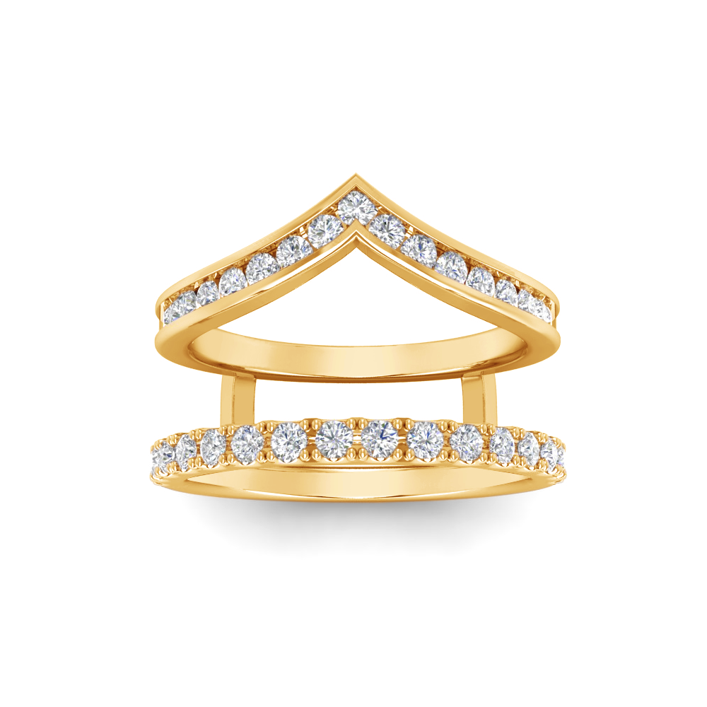 Colorless Moissanite Channel Set Chevron & Pavé Band Jacket