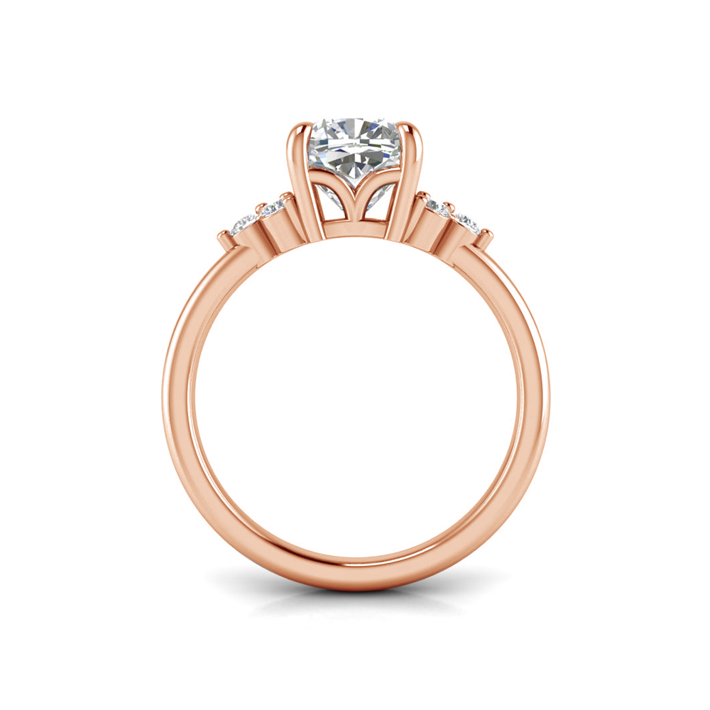 2.5 Ct Cushion Colorless Lab Diamond & 0.18 Graduated Side Diamond Engagement Ring