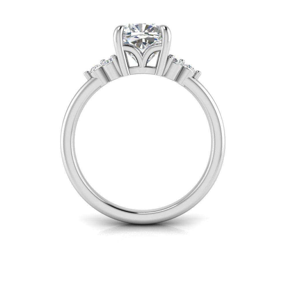 2 Ct Cushion Colorless Moissanite & 0.18 Graduated Side Lab Diamond Engagement Ring