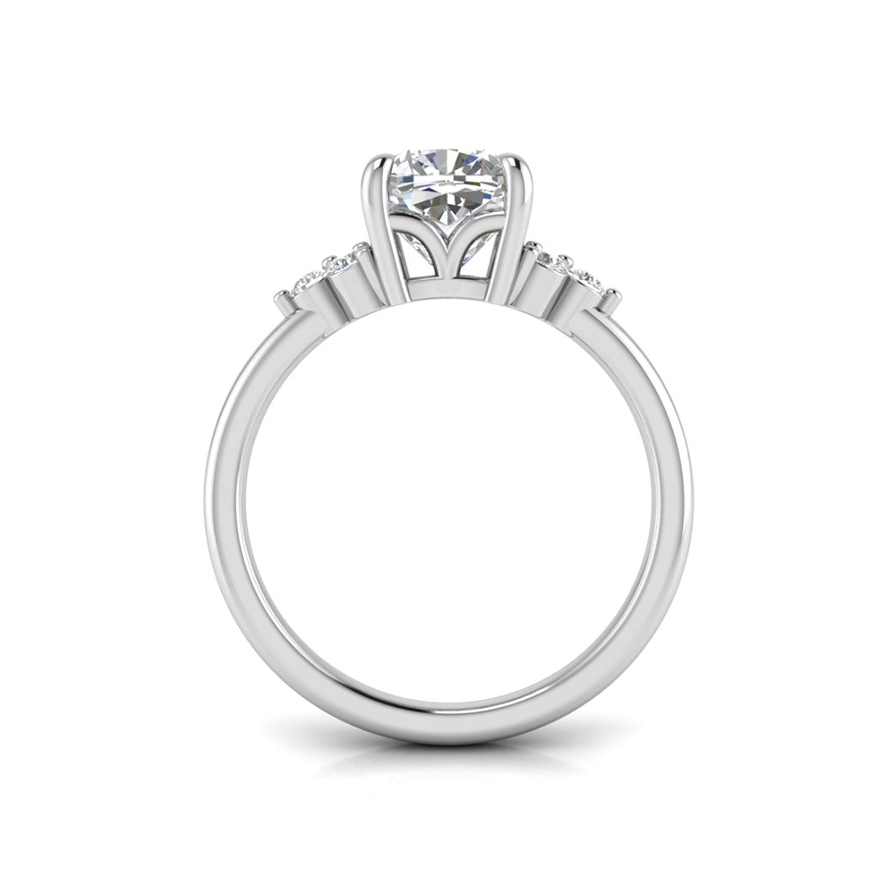 3 Ct Cushion Colorless Lab Diamond & 0.18 Graduated Side Diamond Engagement Ring