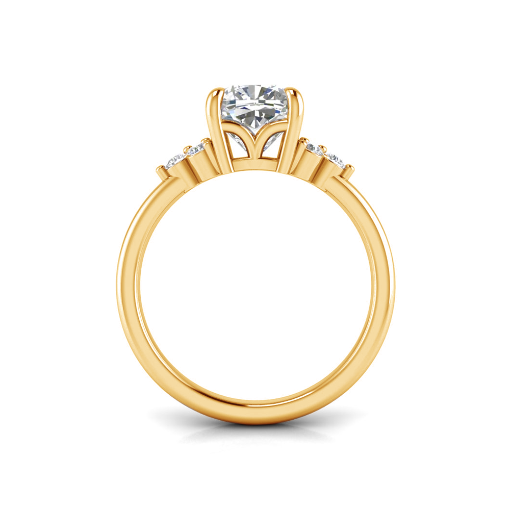 2.5 Ct Cushion Colorless Lab Diamond & 0.18 Graduated Side Diamond Engagement Ring