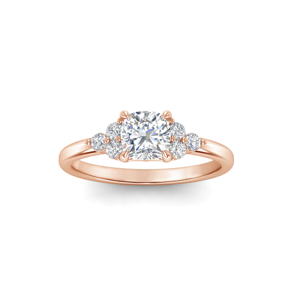 1 Ct Cushion Colorless Lab Diamond & 0.18 Graduated Side Diamond Engagement Ring