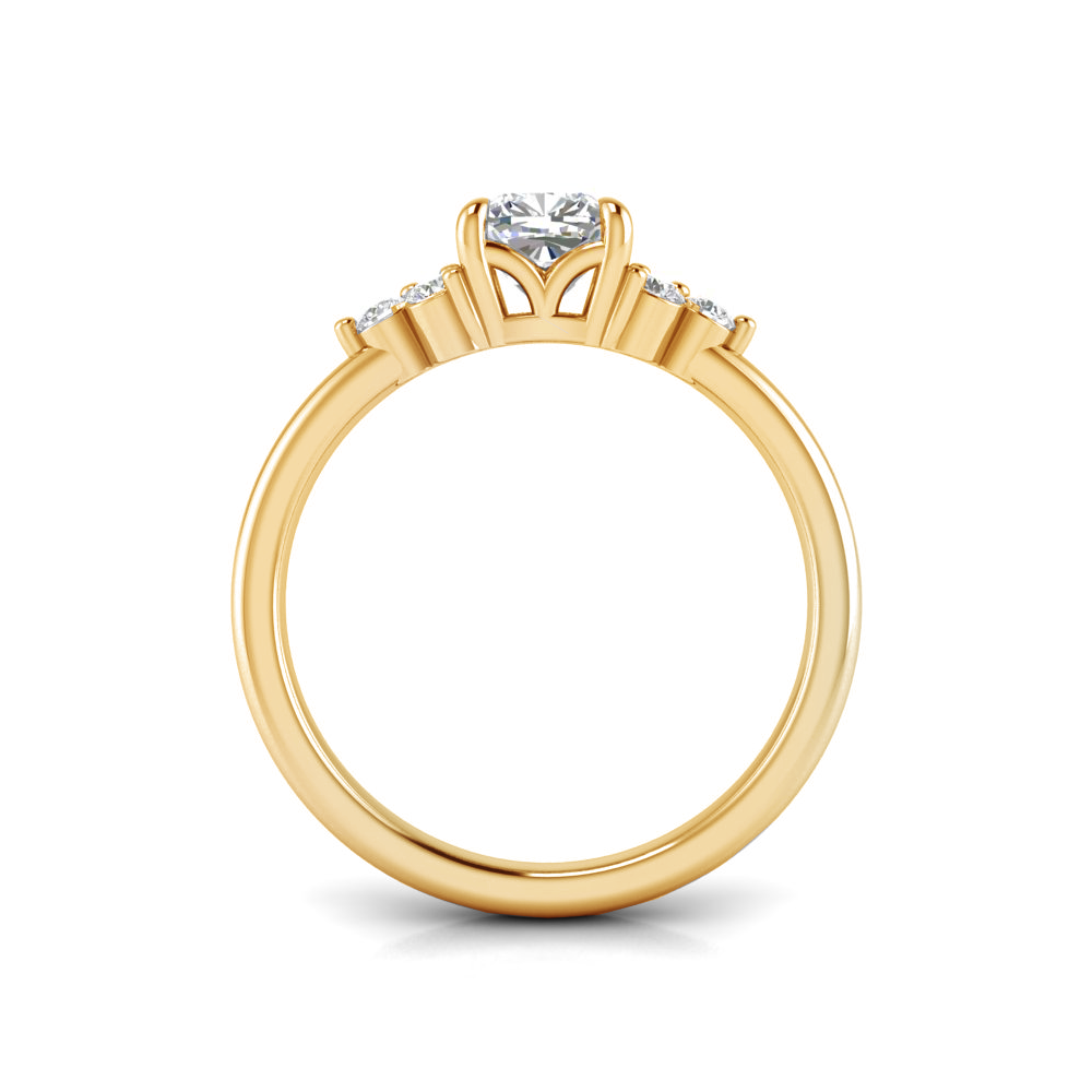 1.5 Ct Cushion Near Colorless Lab Diamond & 0.18 Graduated Side Diamond Engagement Ring