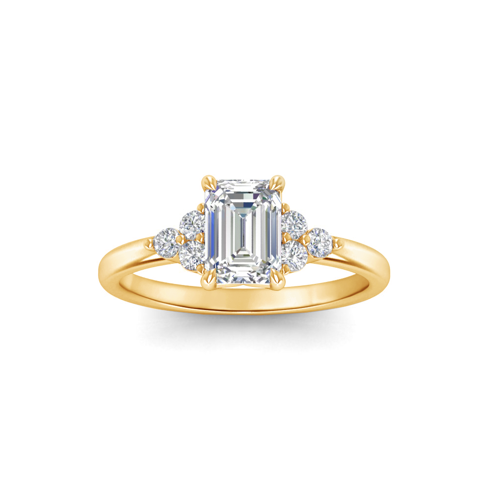 1 Ct Emerald Colorless Lab Diamond & 0.18 Graduated Side Diamond Engagement Ring