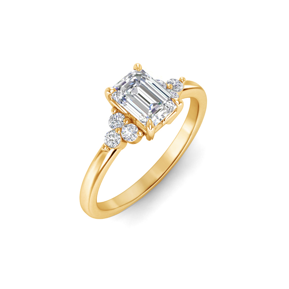 1 Ct Emerald Colorless Lab Diamond & 0.18 Graduated Side Diamond Engagement Ring