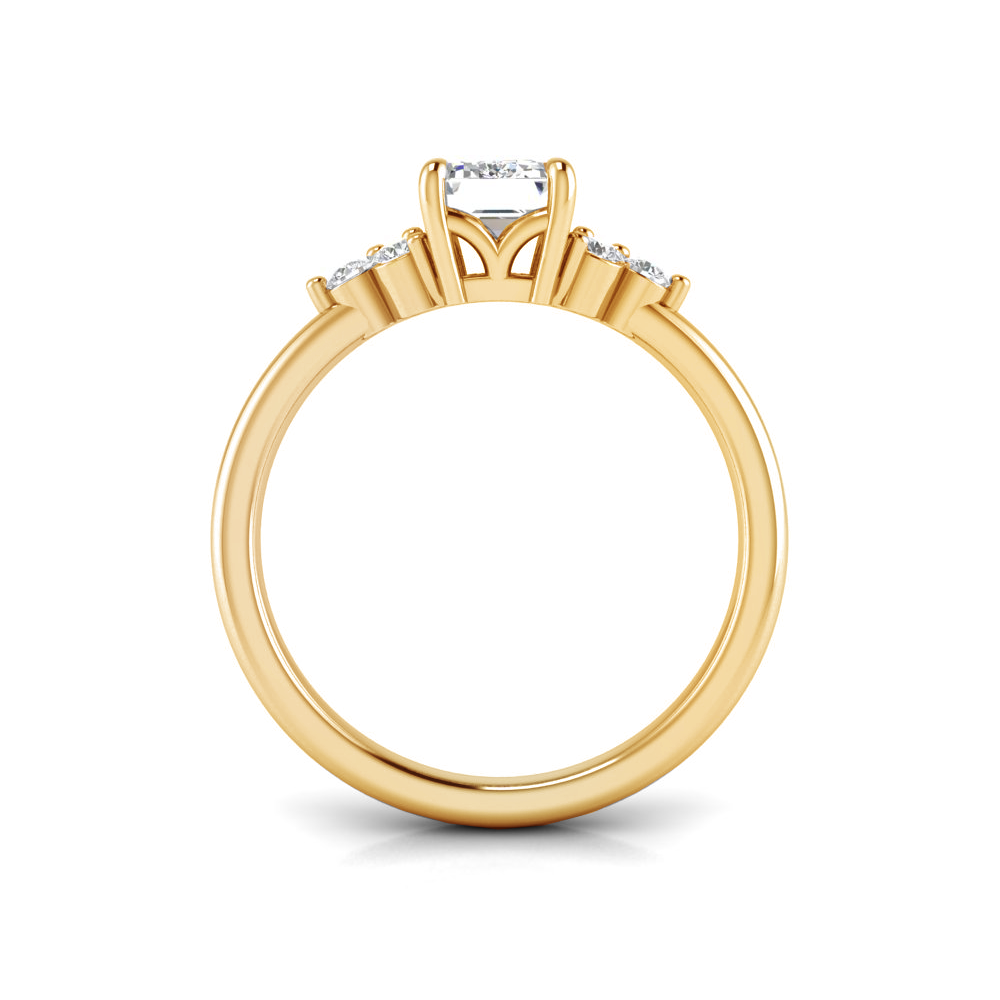 1 Ct Emerald Colorless Lab Diamond & 0.18 Graduated Side Diamond Engagement Ring