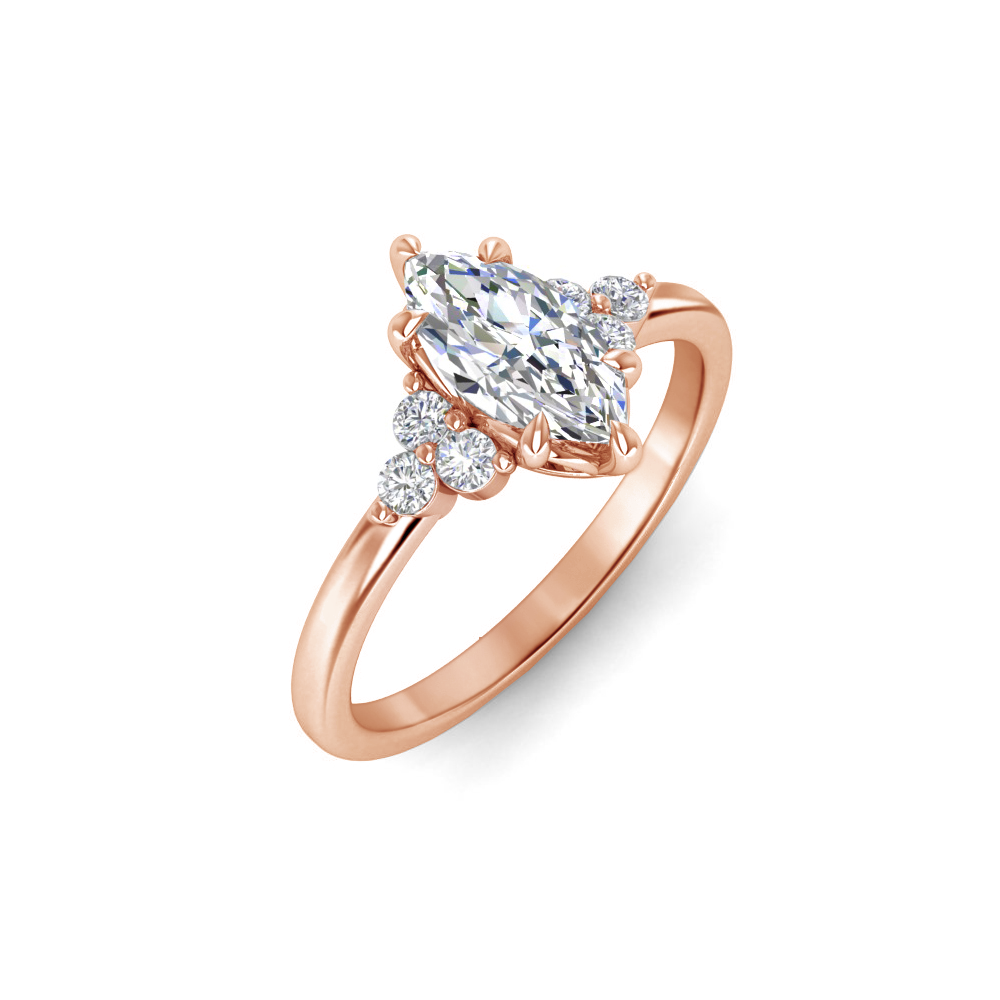 1 Ct Marquise Colorless Lab Diamond & 0.18 Graduated Side Diamond Engagement Ring