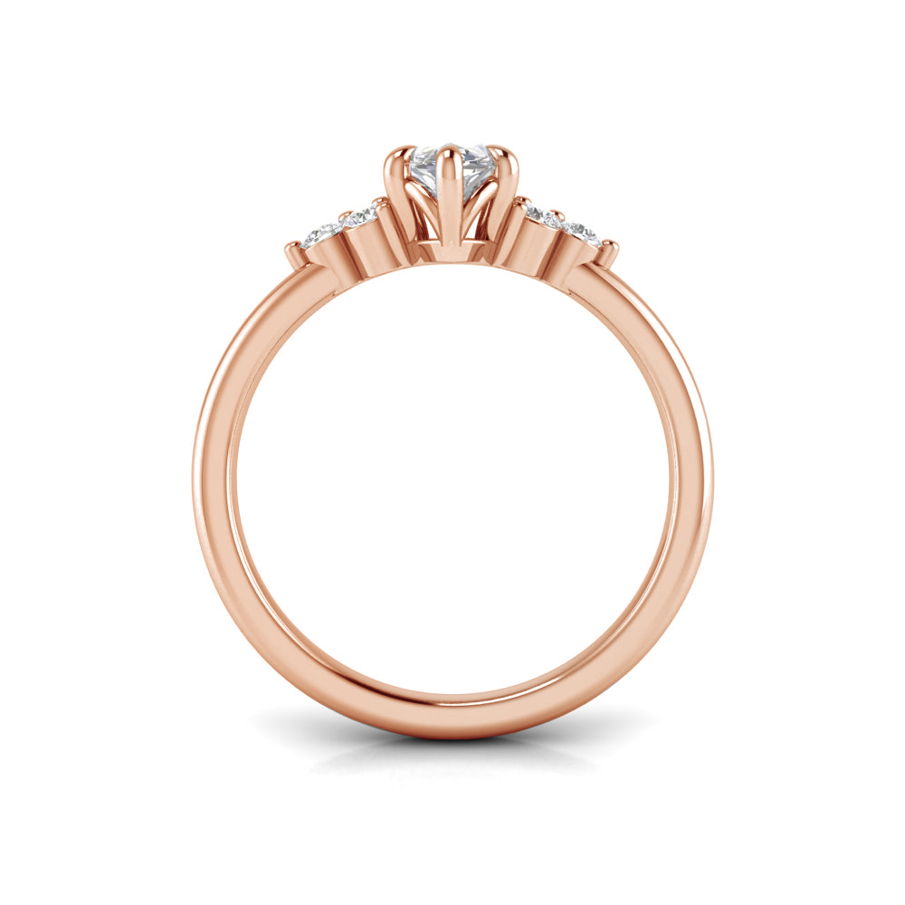 1 Ct Marquise Colorless Lab Diamond & 0.18 Graduated Side Diamond Engagement Ring