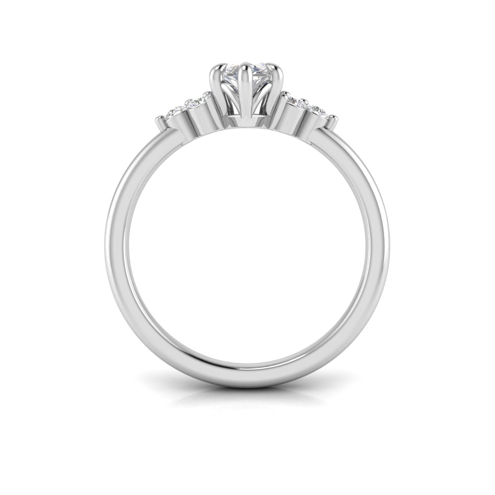 1.5 Ct Marquise Colorless Moissanite & 0.18 Graduated Side Lab Diamond Engagement Ring