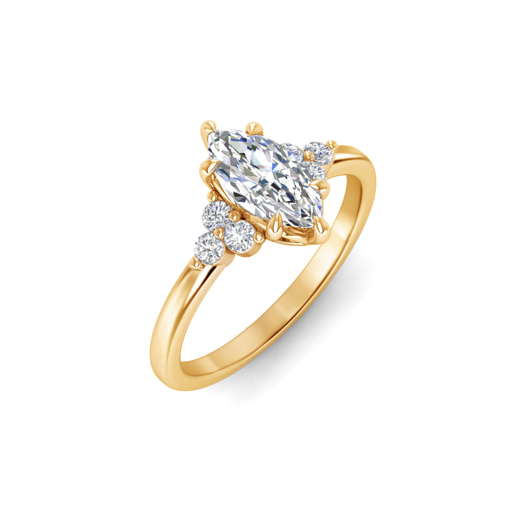 1.5 Ct Marquise Colorless Lab Diamond & 0.18 Graduated Side Diamond Engagement Ring