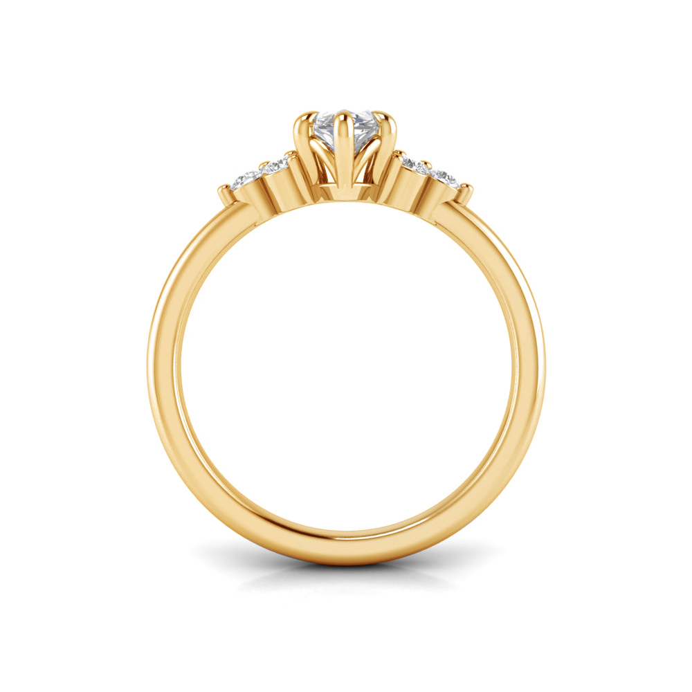 1.5 Ct Marquise Colorless Lab Diamond & 0.18 Graduated Side Diamond Engagement Ring