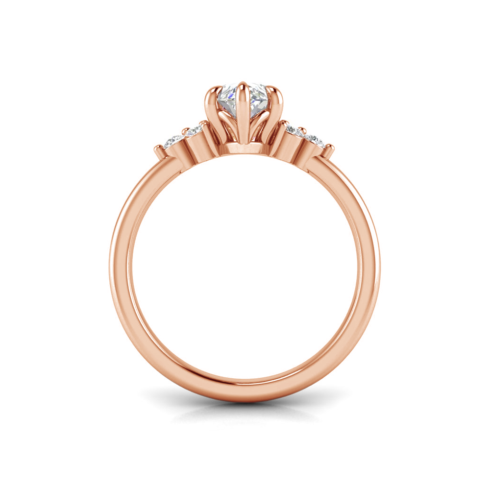 3 Ct Marquise Near Colorless Lab Diamond & 0.18 Graduated Side Diamond Engagement Ring