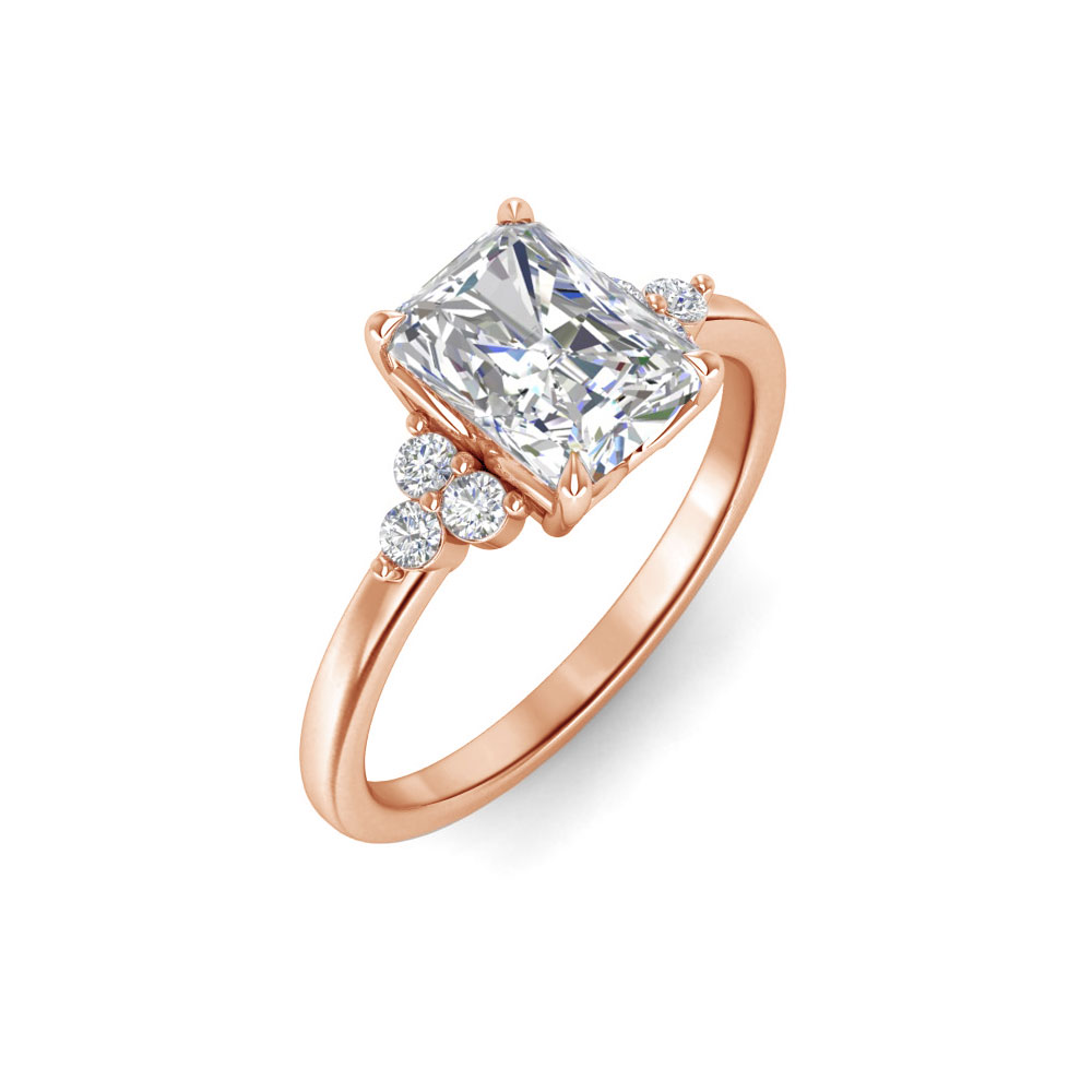 3 Ct Radiant Near Colorless Lab Diamond & 0.18 Graduated Side Diamond Engagement Ring