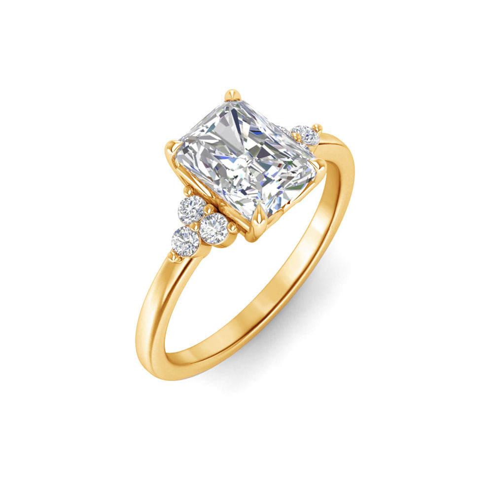 1 Ct Radiant Colorless Lab Diamond & 0.18 Graduated Side Diamond Engagement Ring