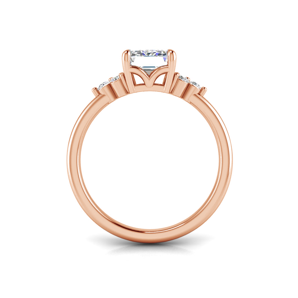 3 Ct Radiant Near Colorless Lab Diamond & 0.18 Graduated Side Diamond Engagement Ring