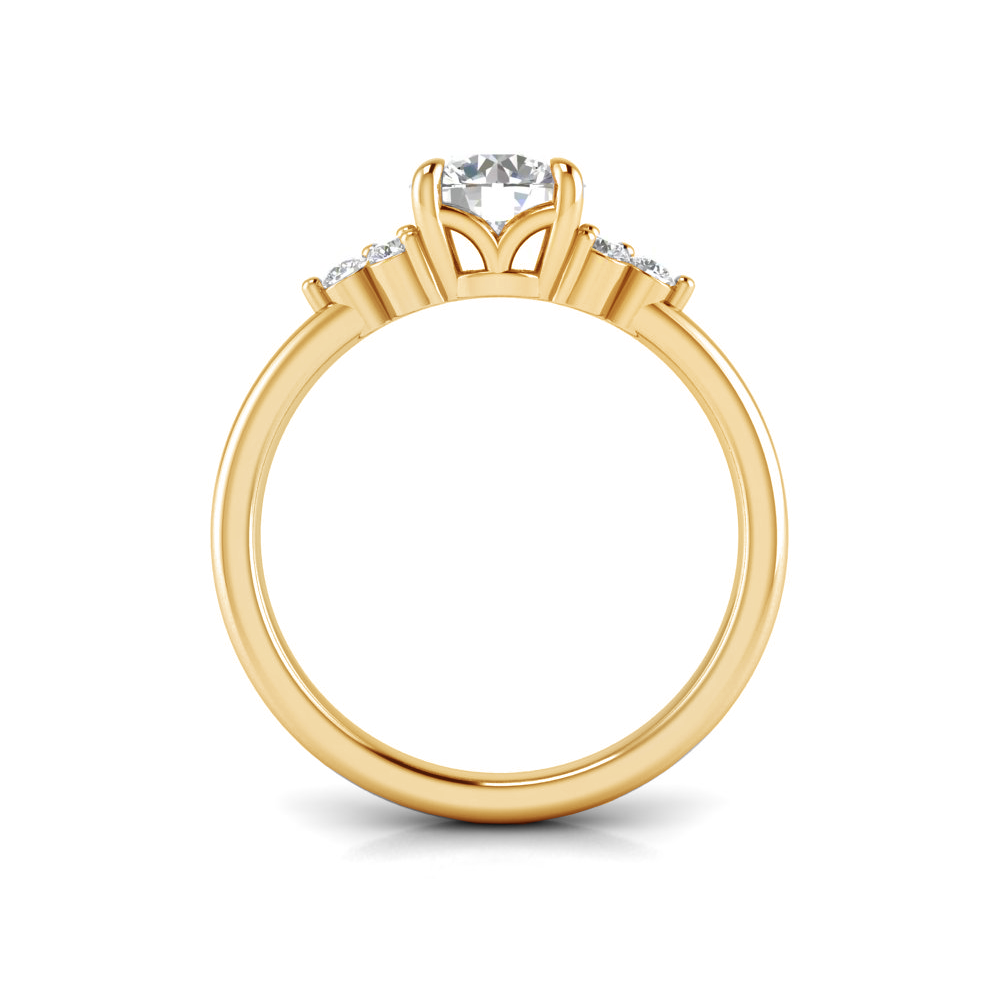 1 Ct Round Colorless Lab Diamond & 0.18 Graduated Side Diamond Engagement Ring