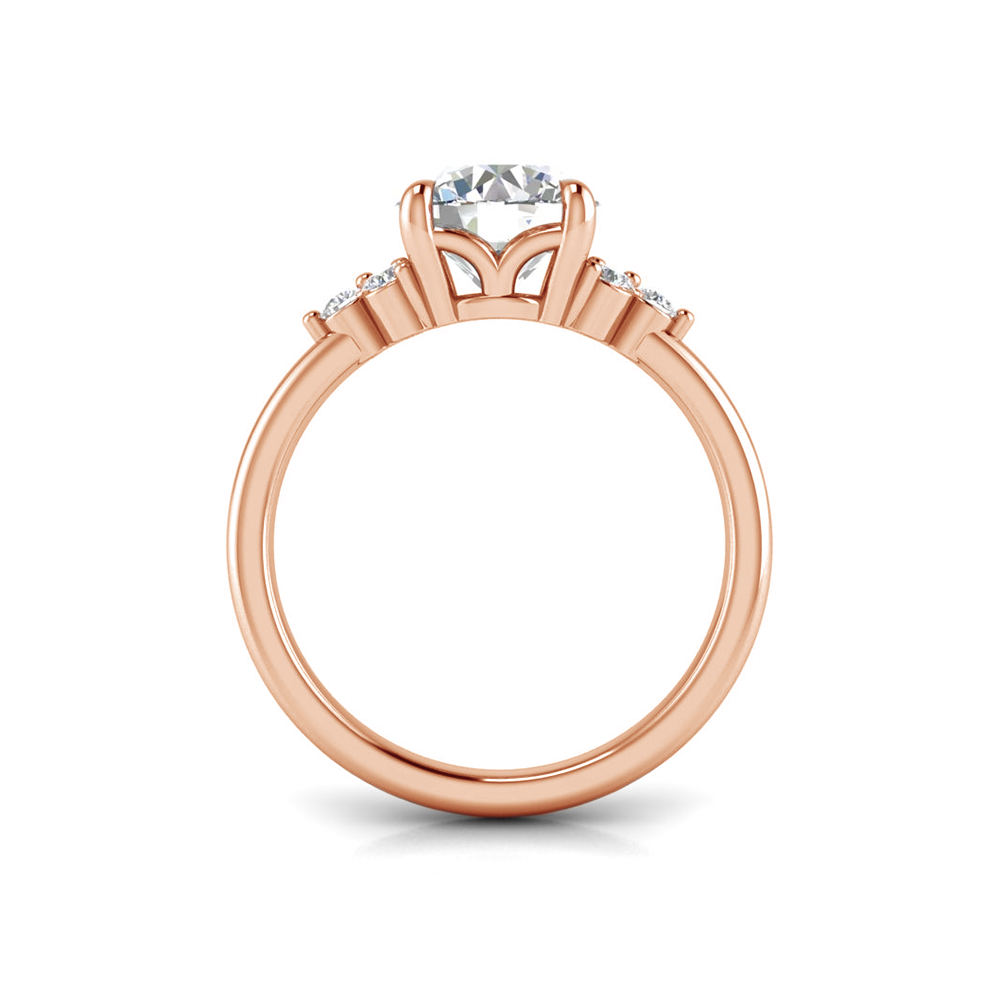 3 Ct Round Near Colorless Lab Diamond & 0.18 Graduated Side Diamond Engagement Ring