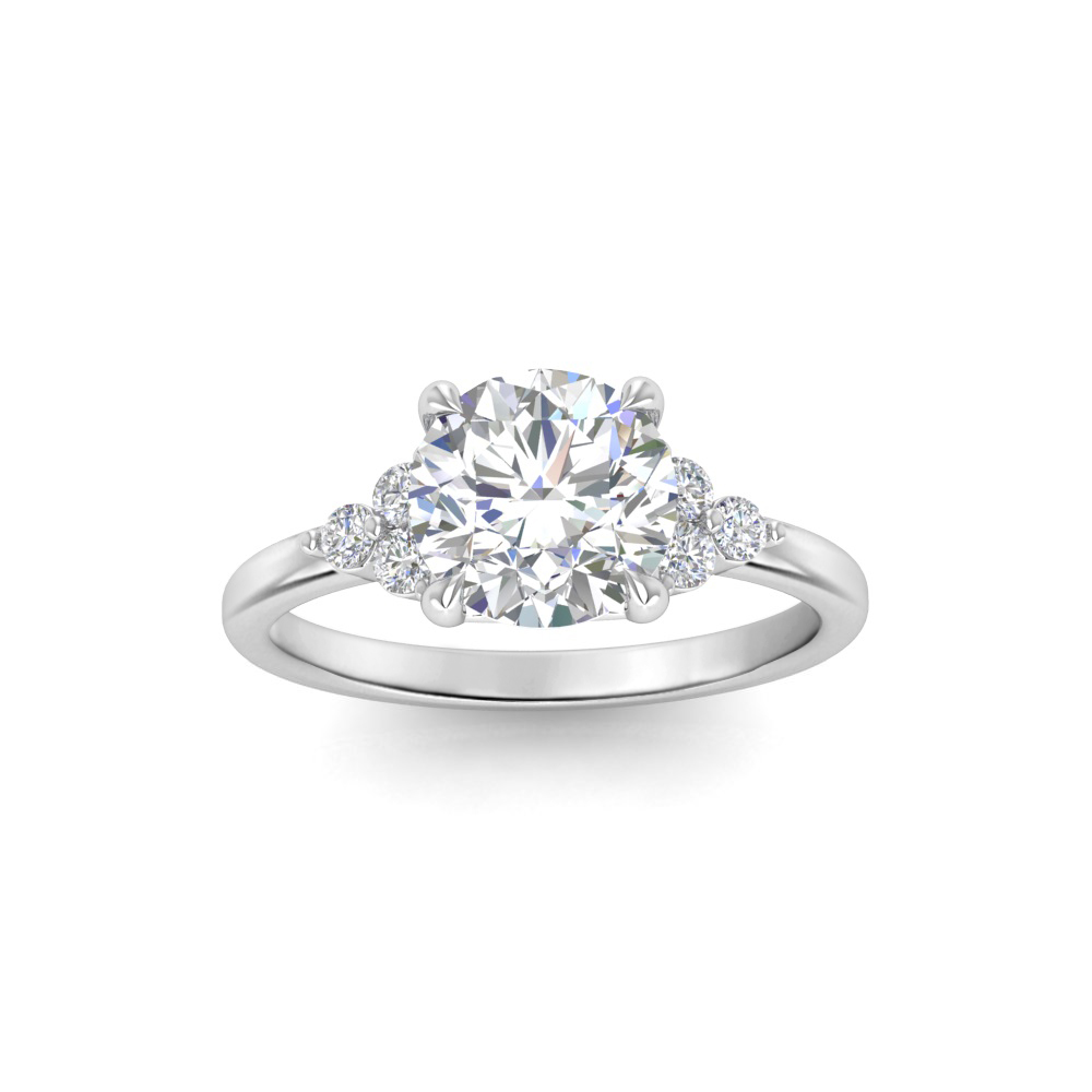 2 Ct Round Colorless Lab Diamond & 0.18 Graduated Side Diamond Engagement Ring