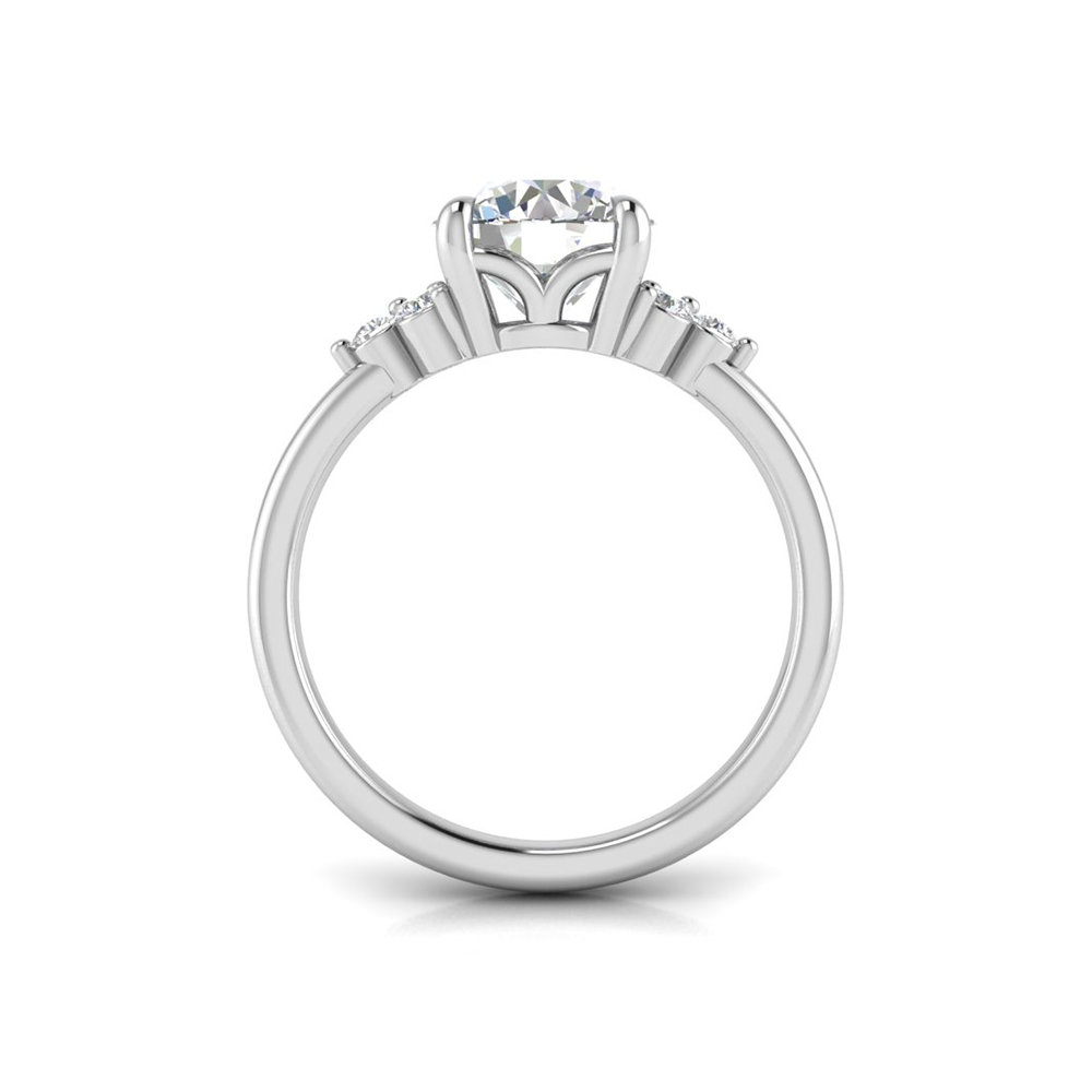 2 Ct Round Colorless Lab Diamond & 0.18 Graduated Side Diamond Engagement Ring